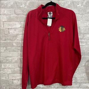 NHL Red Quarter-Zip Pullover with Blackhawks Logo